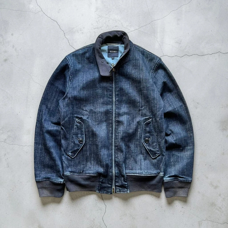 Vintage 00's Beams Japan Navy Blue Zip up Denim Jacket S