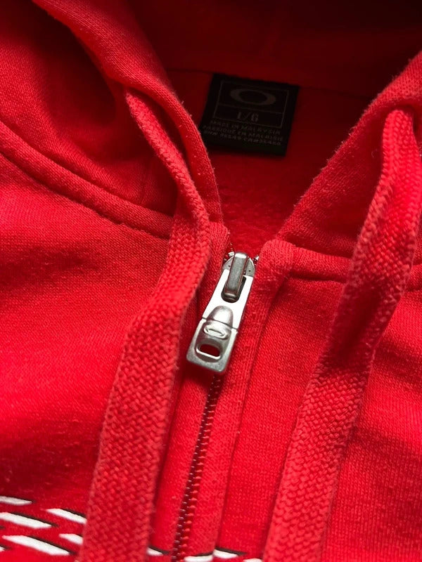 Vintage 00's Red Oakley Logo Zip up Hoodie L