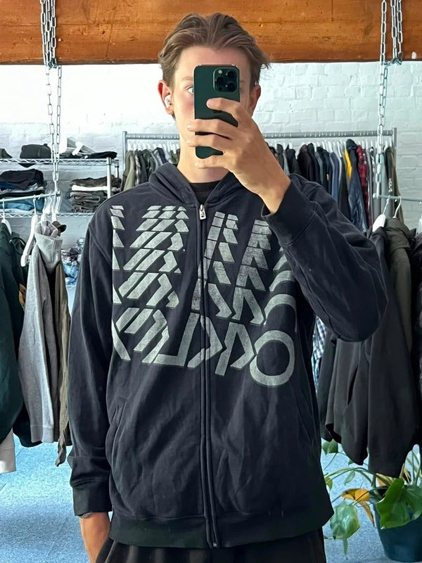 Vintage 00’s Oakley Black Print Zip up Hoodie M