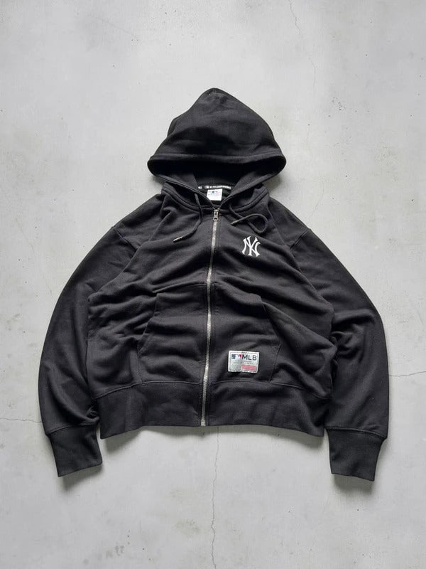 Black MLB NY New York Yankees Zip up Hoodie