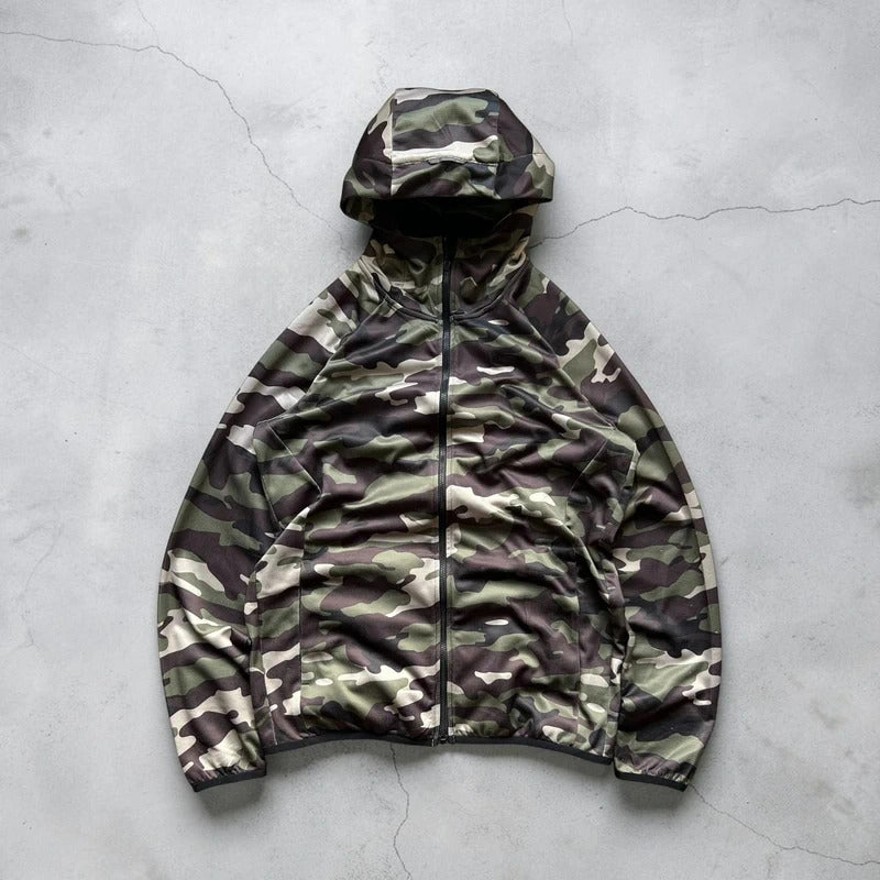 Camo Green Brown Oakley Sportswear Zip up Hoodie Jacket M