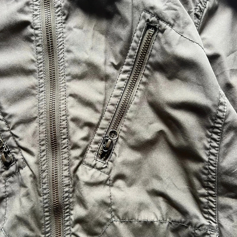 Vintage 00's Khaki Green Beams Technical Military Jacket S