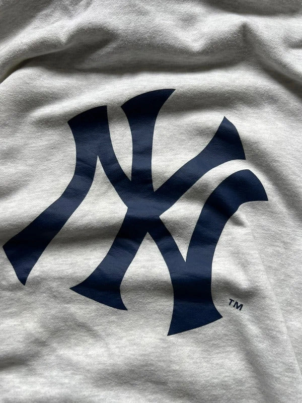 Grey NY New York Yankees Print Hoodie L