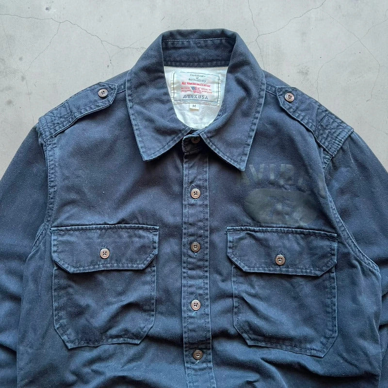Avirex Navy Blue Button Up Jacket M