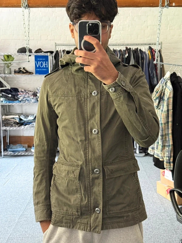 Women's Vintage Khaki Green Military Jacket M