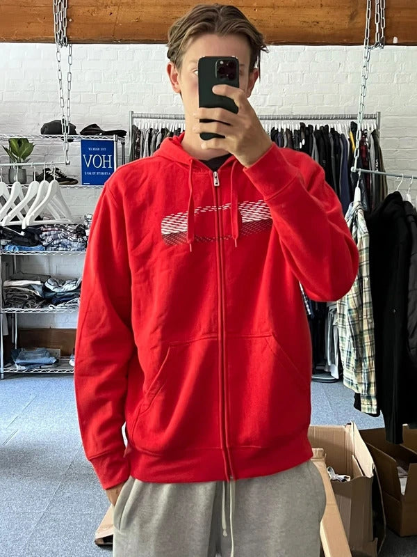 Vintage 00's Red Oakley Logo Zip up Hoodie L