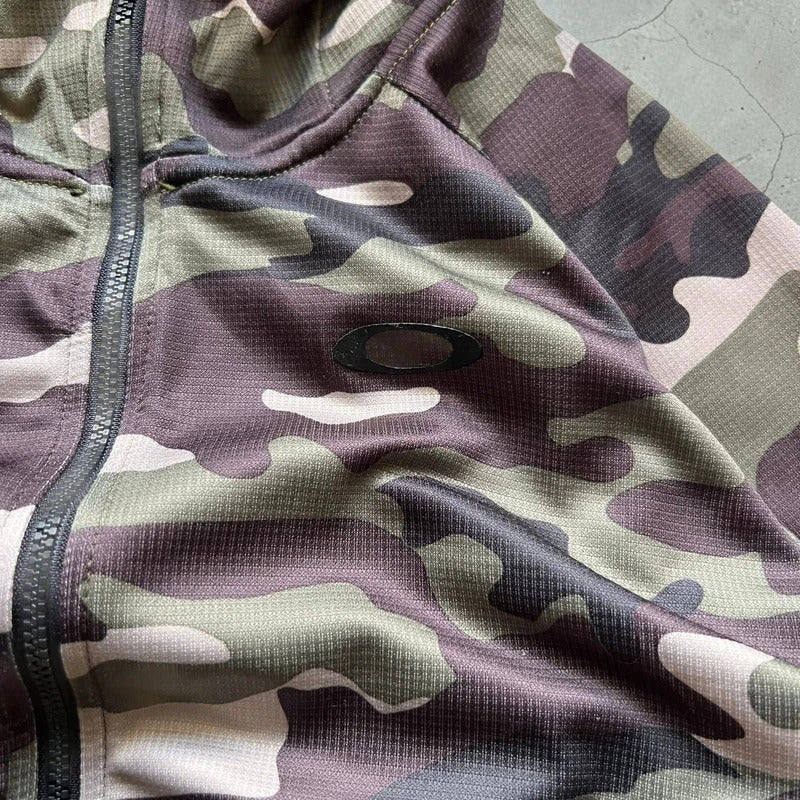 Camo Green Brown Oakley Sportswear Zip up Hoodie Jacket M