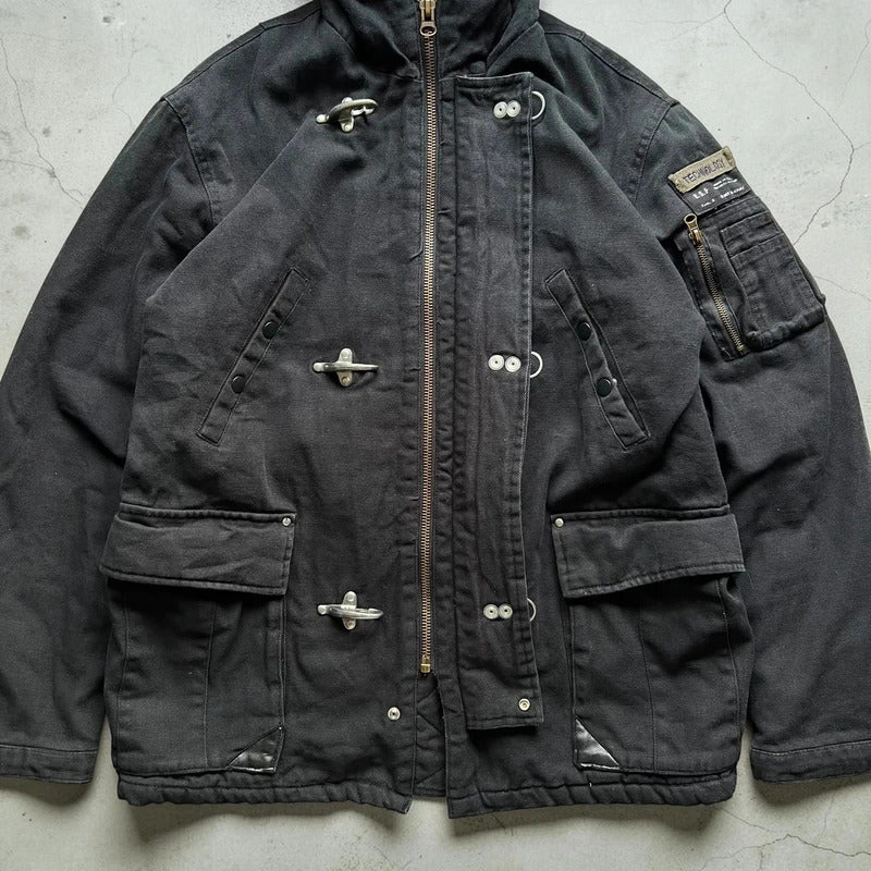 Vintage Hooded Firemans Clasp Jacket Coat L