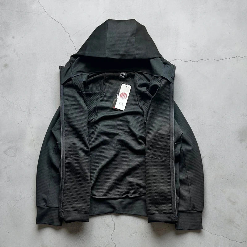 Black Oakley Technical Full-Zip Textured Hoodie Japan Collection L