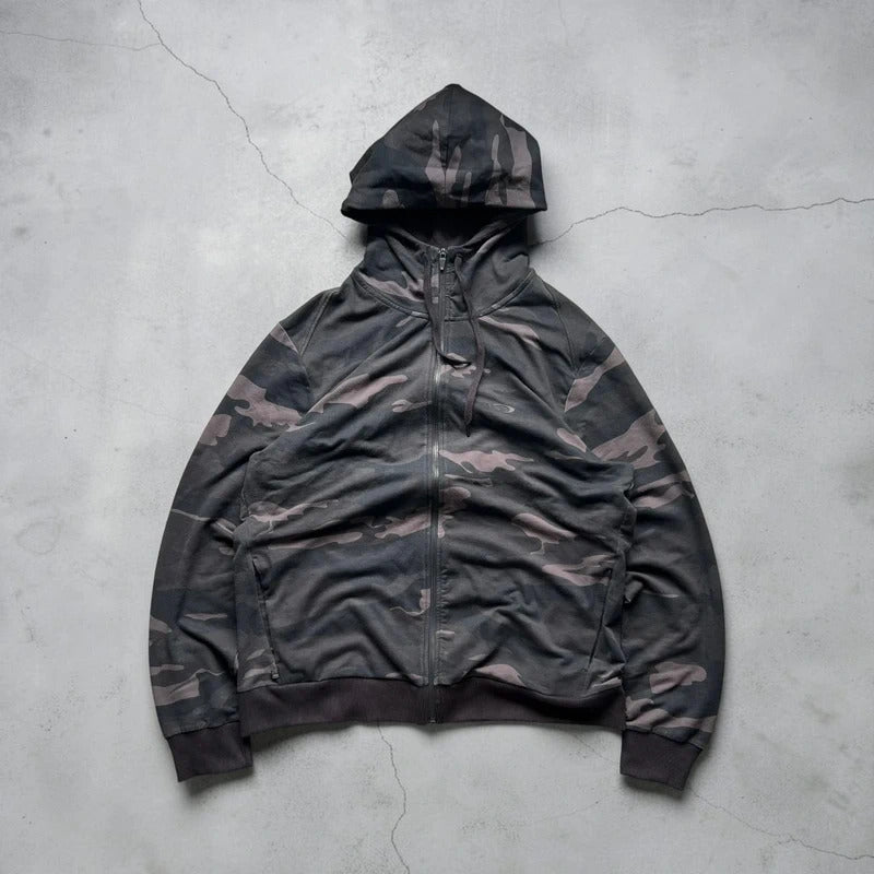 Dark Grey Oakley Camo Zip up Hoodie Jacket XL