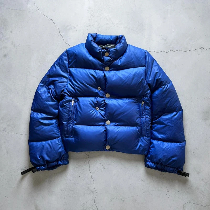 2007 Women's Navy Blue Junya Watanabe CDG Cropped Puffer Down Jacket Coat S