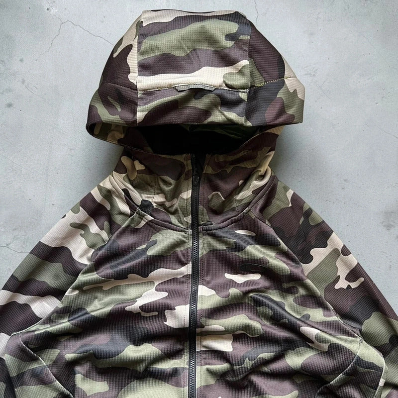 Camo Green Brown Oakley Sportswear Zip up Hoodie Jacket M