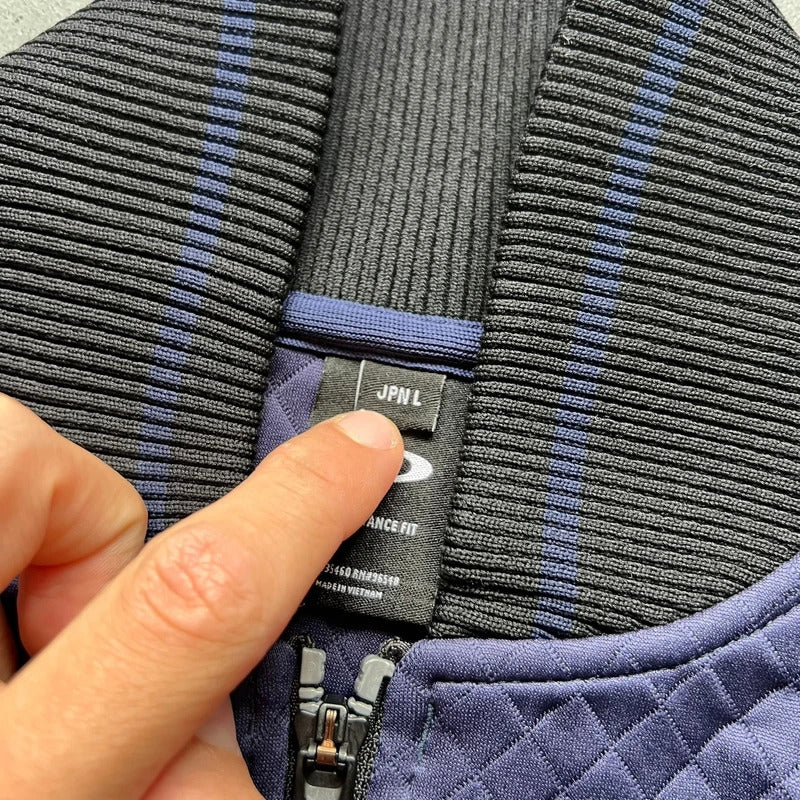 Oakley Navy Black Quilted Zip up Jacket M