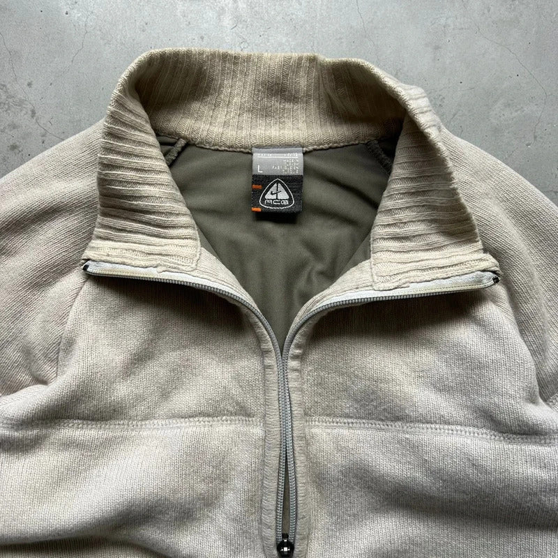 Vintage 00's Cream Nike ACG Half zip Knitted Jumper Sweater L