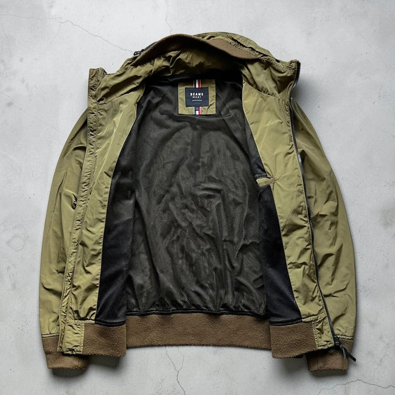 Beams Heart Japan Khaki Green Hooded Military Bomber Jacket M