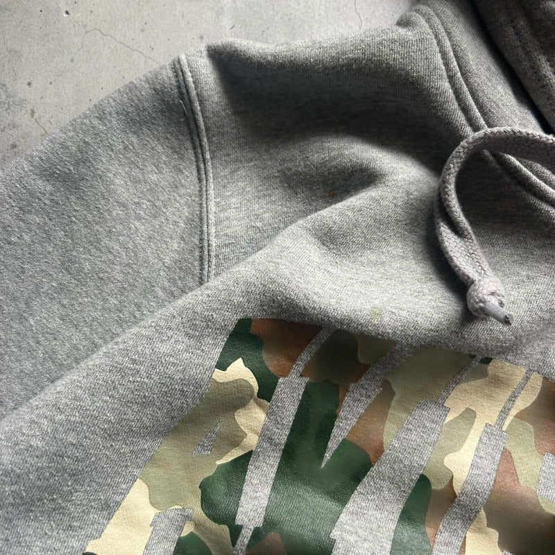 Grey Avirex Camo Logo Pullover Hoodie S