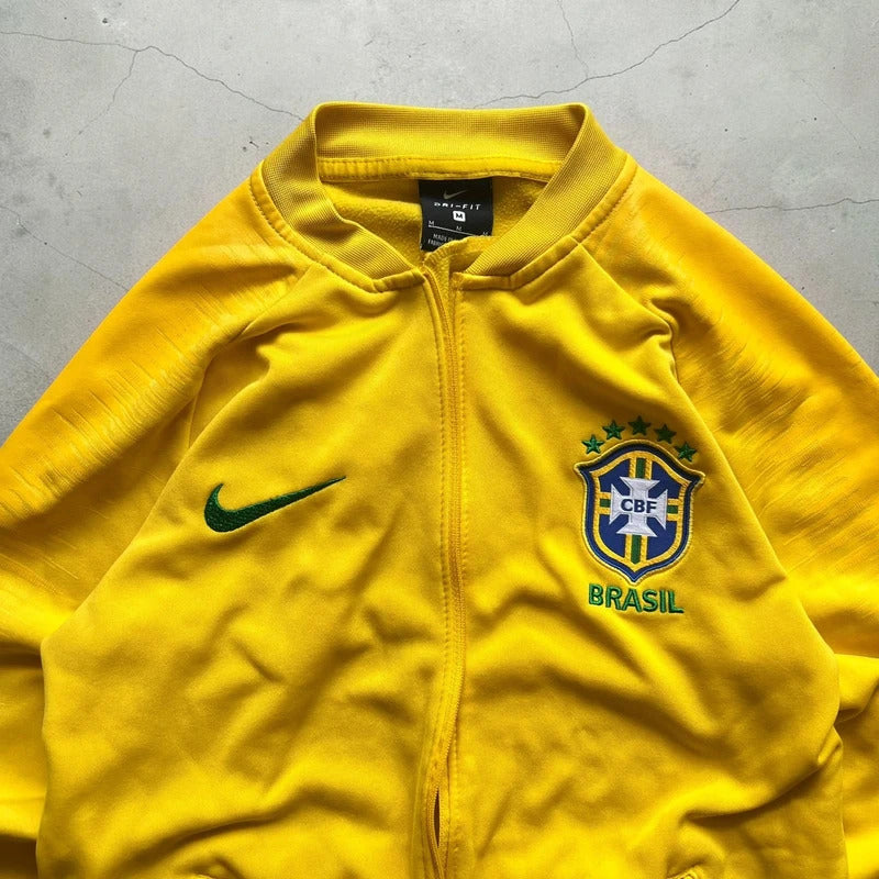 Kids Yellow Nike Brazil Football Track Jacket M