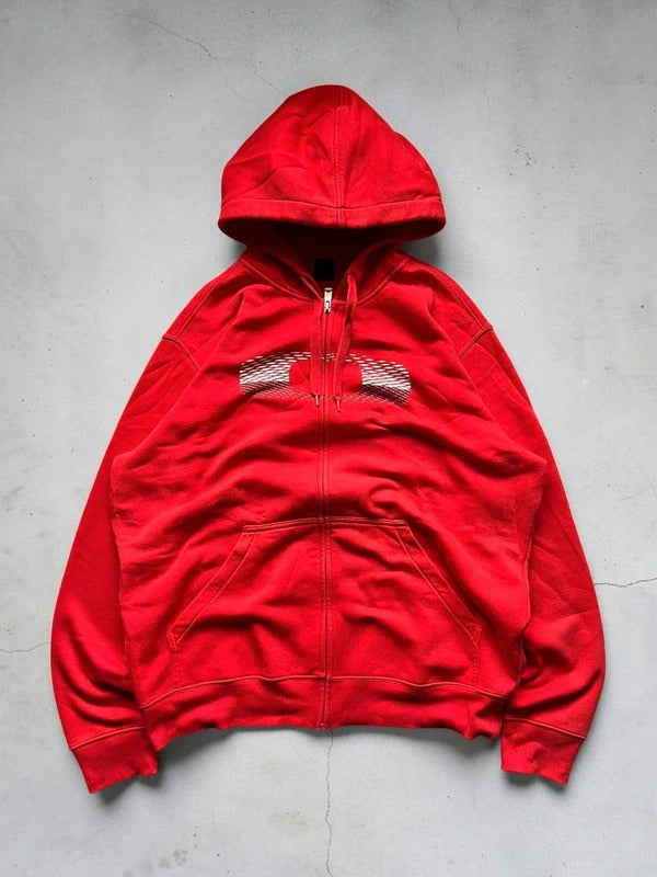 Vintage 00's Red Oakley Logo Zip up Hoodie L