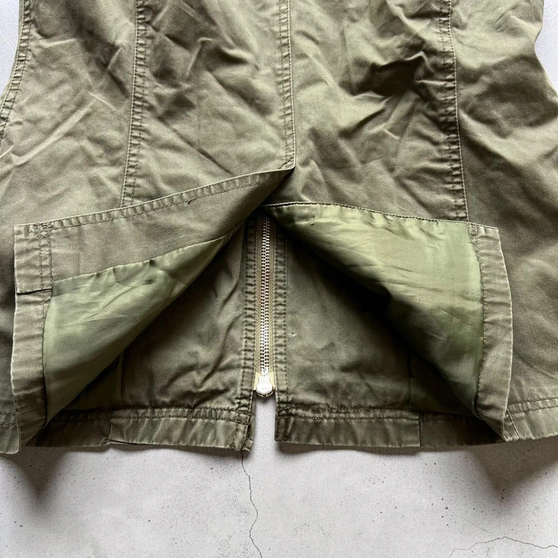 Women's Vintage Khaki Green Military Jacket M