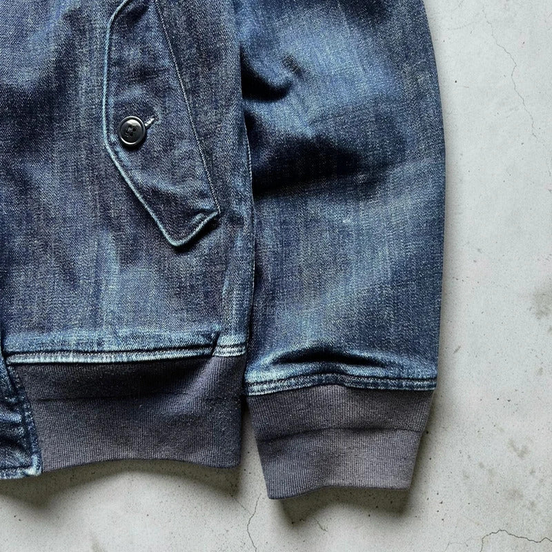 Vintage 00's Beams Japan Navy Blue Zip up Denim Jacket S