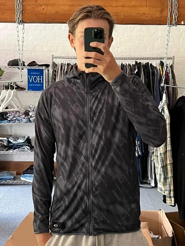 Black Grey Camo Oakley Zip up Hoodie Jacket M