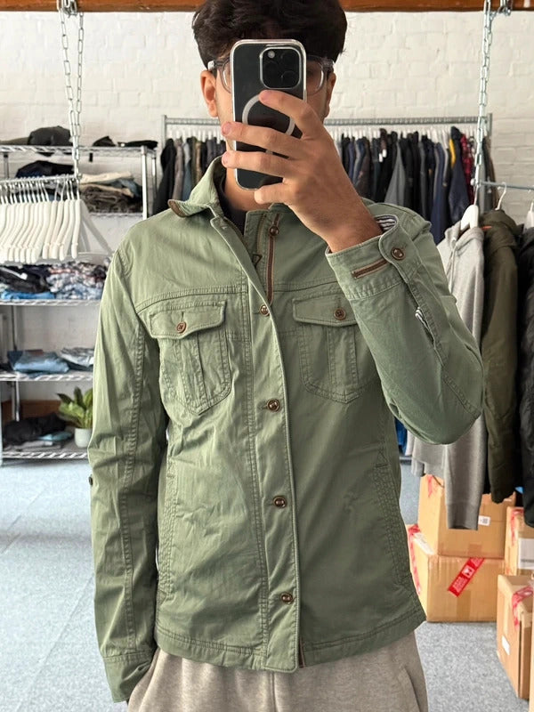 Vintage 00's Khaki Green Military Style Jacket S