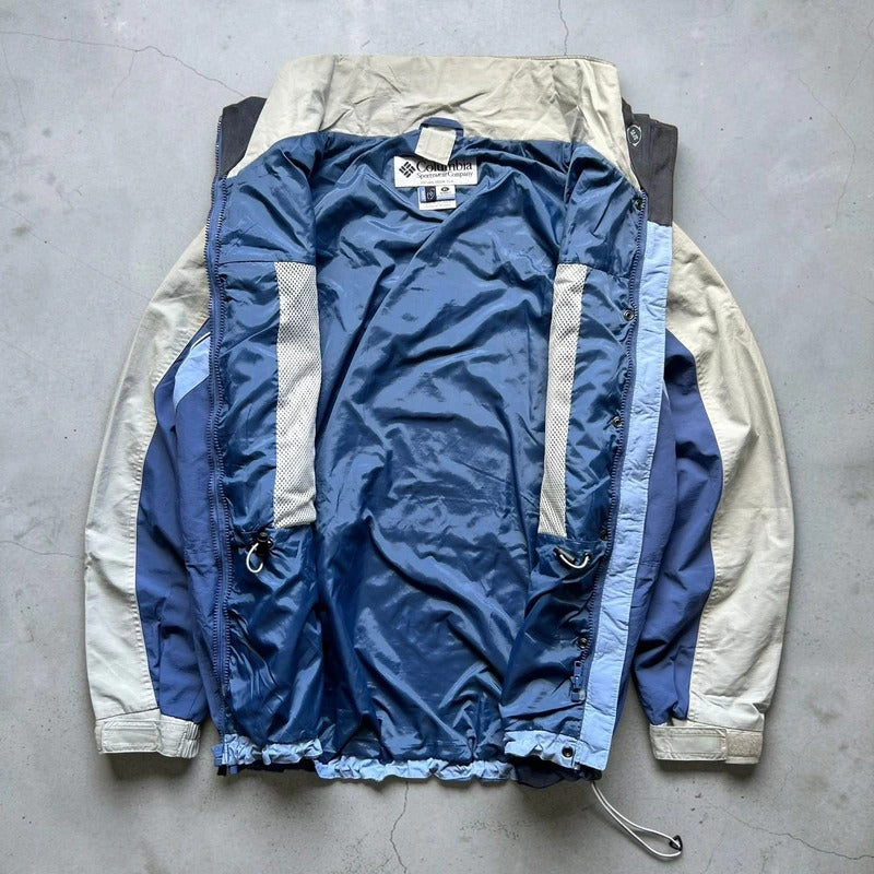 Vintage 00's Columbia Blue White Water Resistant Windbreaker Jacket L