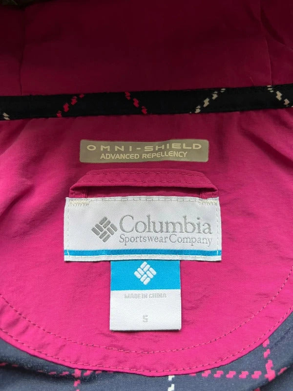 Women's Black Pink Columbia Water Resistant Plaid Checked Jacket S