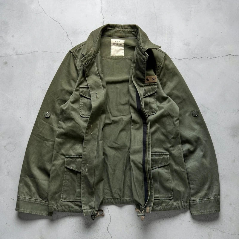 Vintage 00's Dark Green Military Style Button up Jacket XS