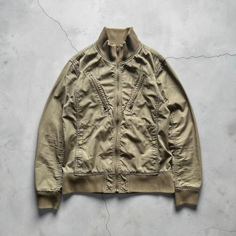 Vintage 00's Khaki Green Beams Technical Military Jacket S