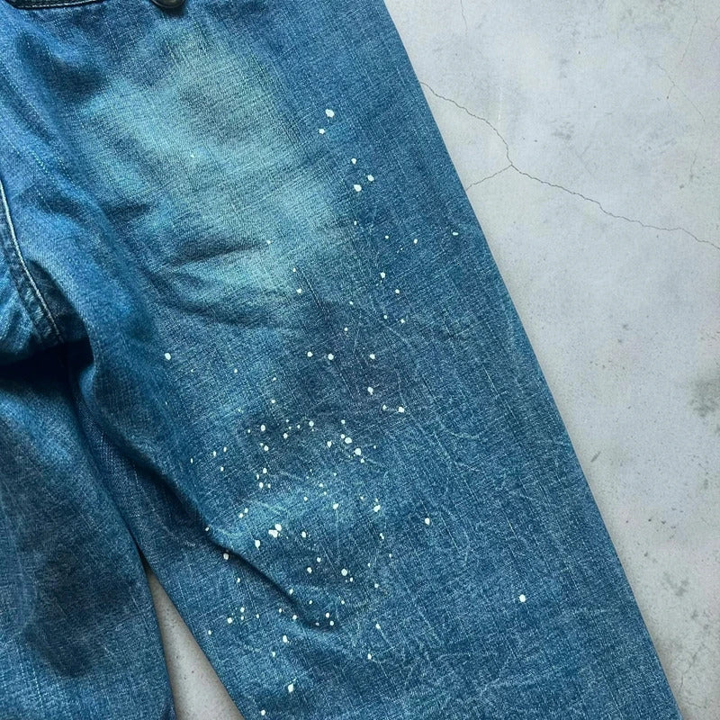 Women's Vintage Burberry Blue Label Paint Splatter Denim Flared Jeans W28