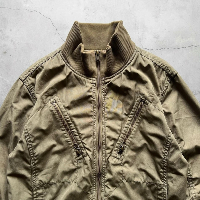 Vintage 00's Khaki Green Beams Technical Military Jacket S