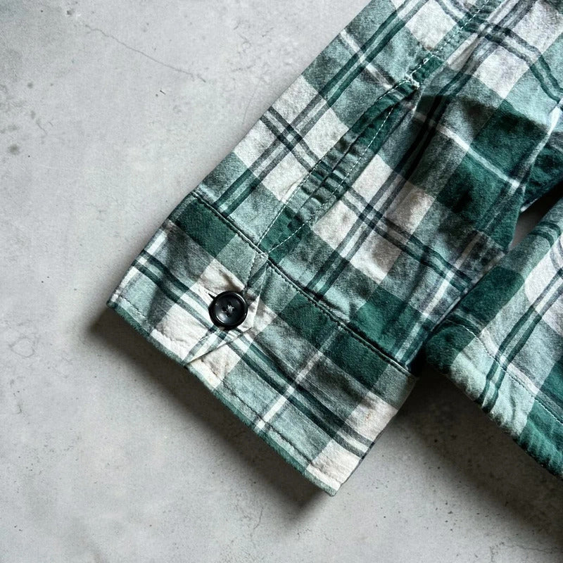 Green/White Corisco Plaid Hooded Shirt Jacket L