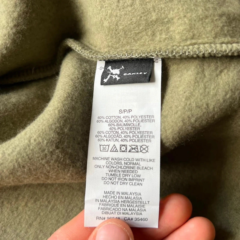 Vintage 00’s Oakley Khaki Green Print Zip up Hoodie S