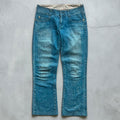 Women's Vintage Burberry Blue Label Paint Splatter Denim Flared Jeans W28