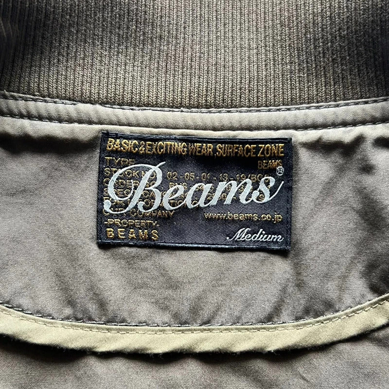 Vintage 00's Khaki Green Beams Technical Military Jacket S