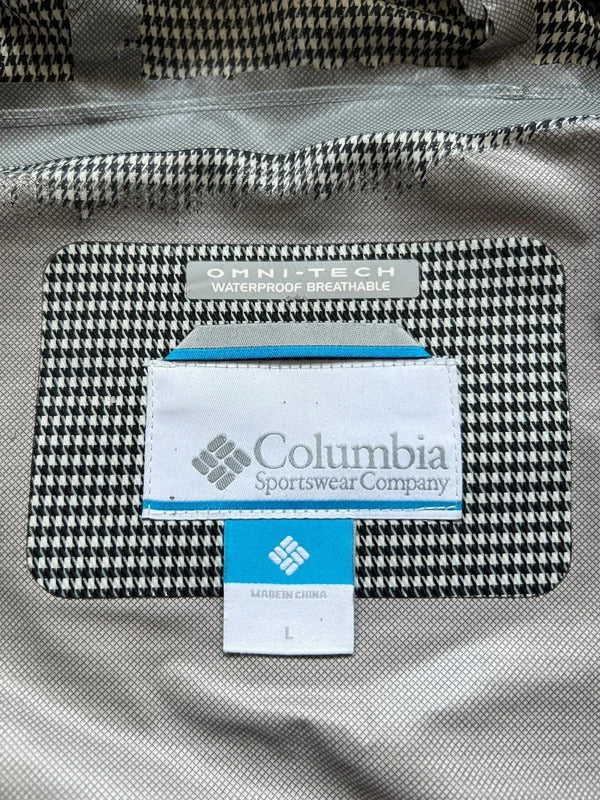 Black White Columbia Houndstooth Plaid Checked Waterproof Jacket L