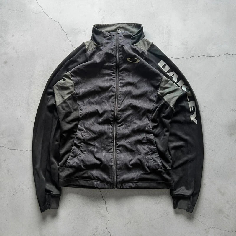Vintage 00's Oakley Black Grey Technical Track Jacket S