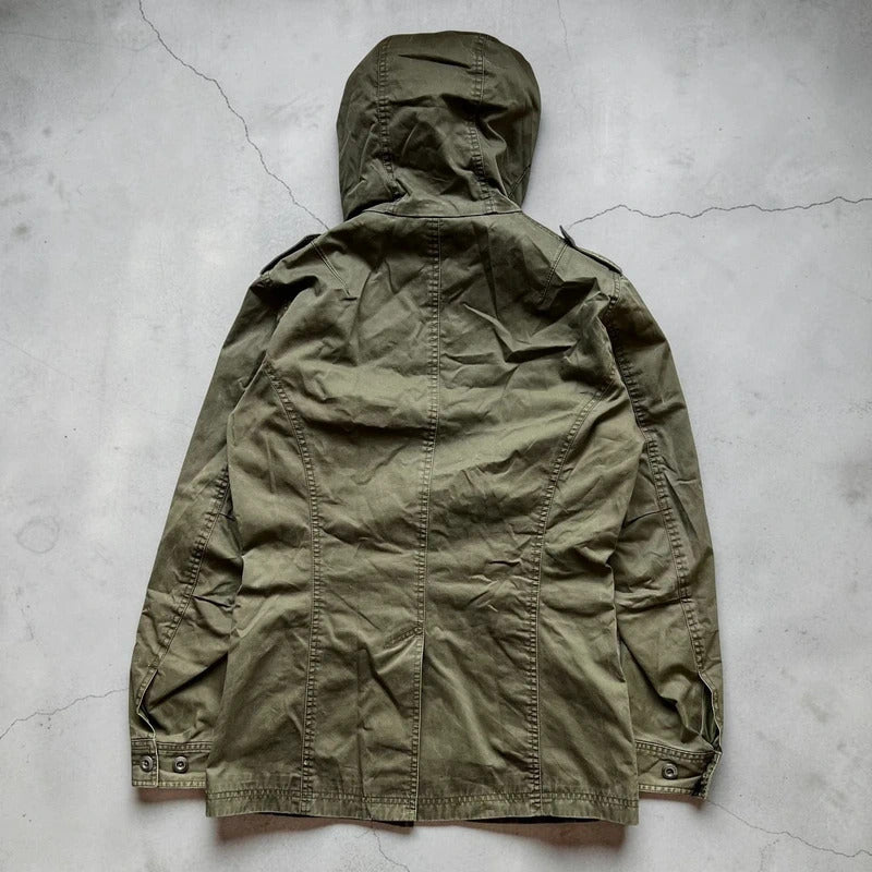 Women's Vintage Khaki Green Military Jacket M