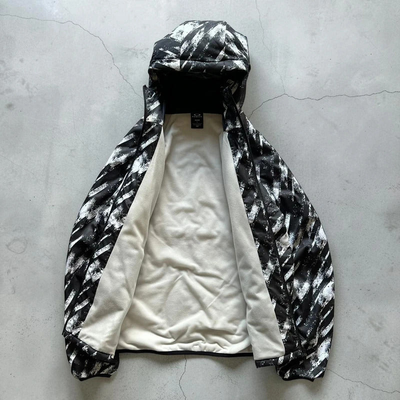 Black White Digi Camo Oakley Technical Water Resistant Insulated Jacket Coat S