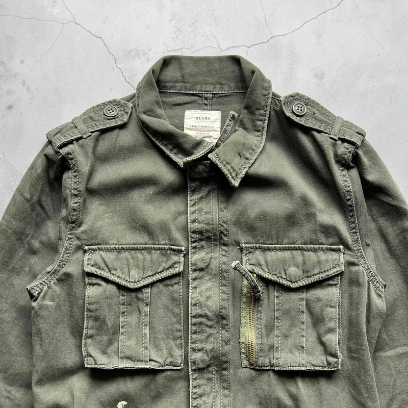 Vintage 00's Beams Khaki Field Utility Military Jacket S