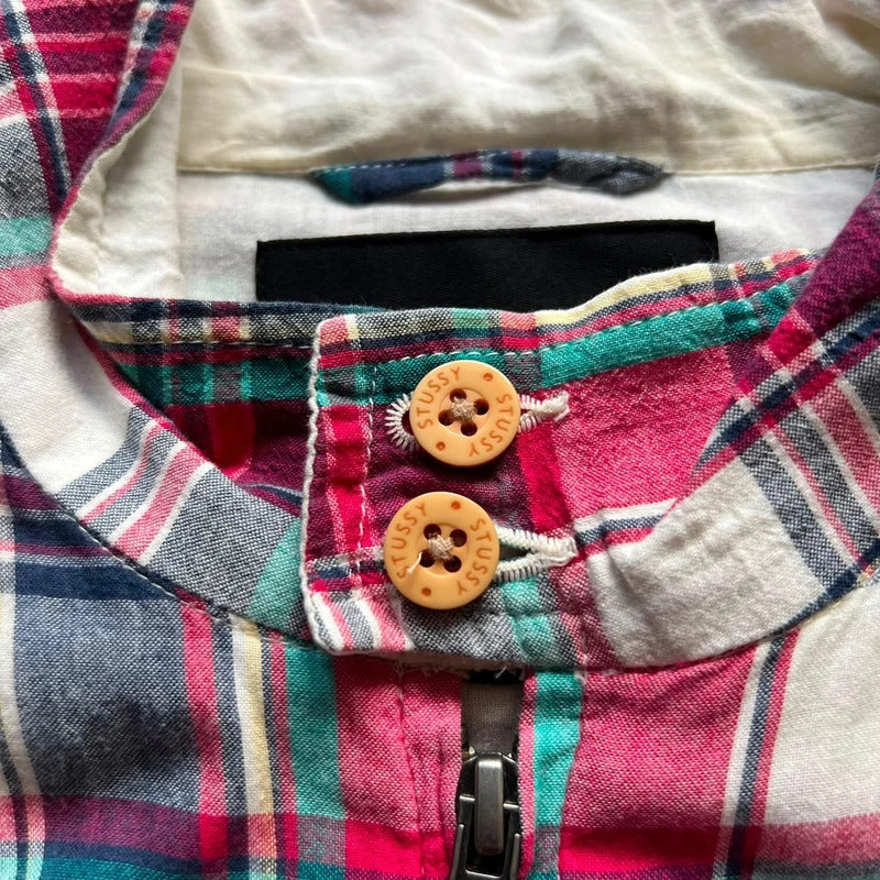 Vintage 00s Stussy Plaid Checked Tartan Zip Up Jacket M