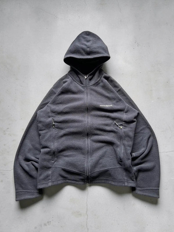 Purple Navy Montbell Zip up Hoodie Climaplus Fleece Jacket L