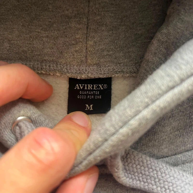 Grey Avirex Camo Logo Pullover Hoodie S
