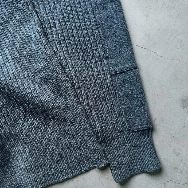 Grey Avirex Ribbed Knit Zip up Sweater Jacket M