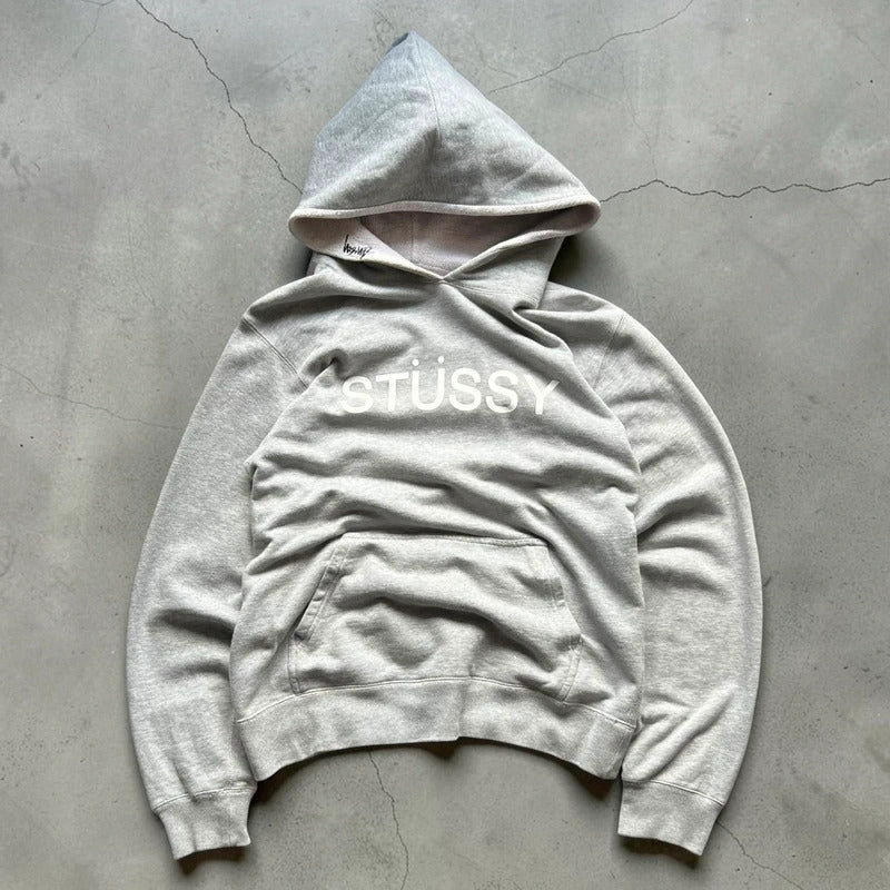 Vintage 00’s Stussy Grey Print Hoodie S