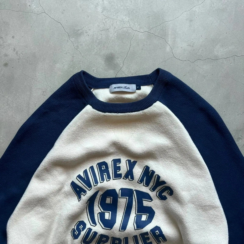 Vintage 00's Avirex Navy Blue White Jumper Sweatshirt XS