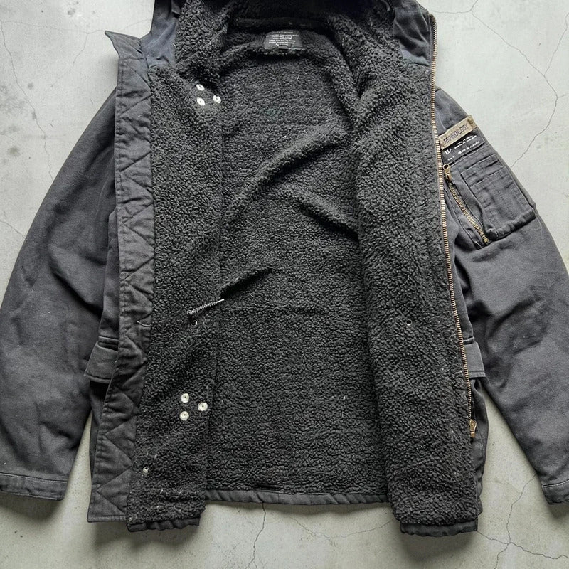 Vintage Hooded Firemans Clasp Jacket Coat L