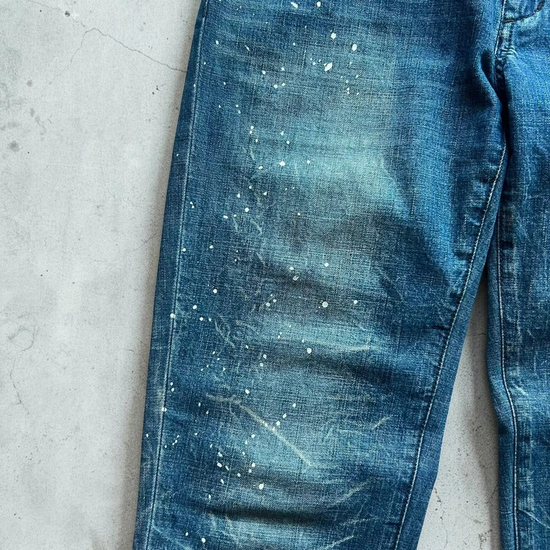 Women's Vintage Burberry Blue Label Paint Splatter Denim Flared Jeans W28
