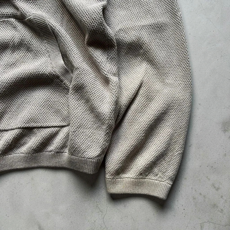 Vintage 00's Beige Beams Japan Zip up Knitted Hoodie S